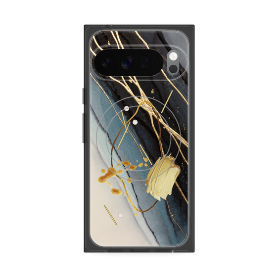 Premium Square Case with Pixelsnap［ Marble Nuance Painting Black ］