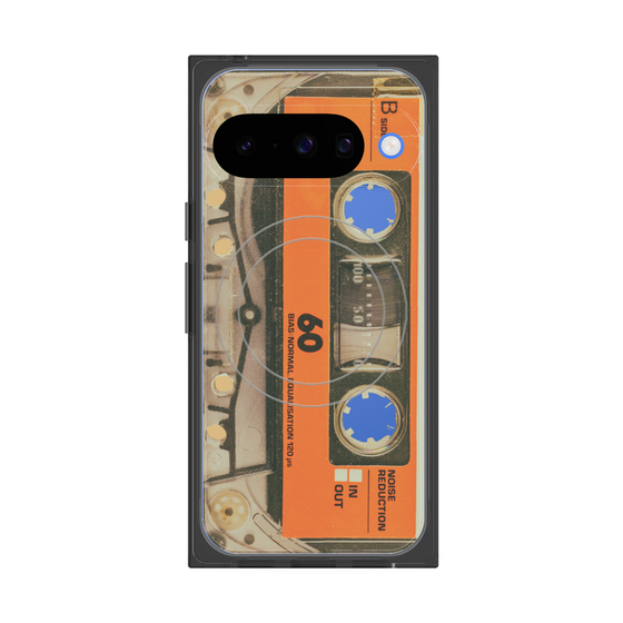 Premium Square Case with Pixelsnap［ RETORO CASSETTE TAPE - Skeleton Orange ］