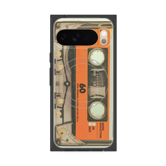 Premium Square Case with Pixelsnap［ RETORO CASSETTE TAPE - Skeleton Orange ］