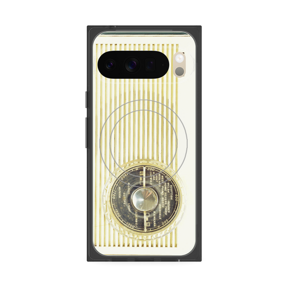 Premium Square Case with Pixelsnap［ RETORO RADIO - White ］