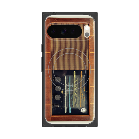 Premium Square Case with Pixelsnap［ RETORO RADIO - Brown ］