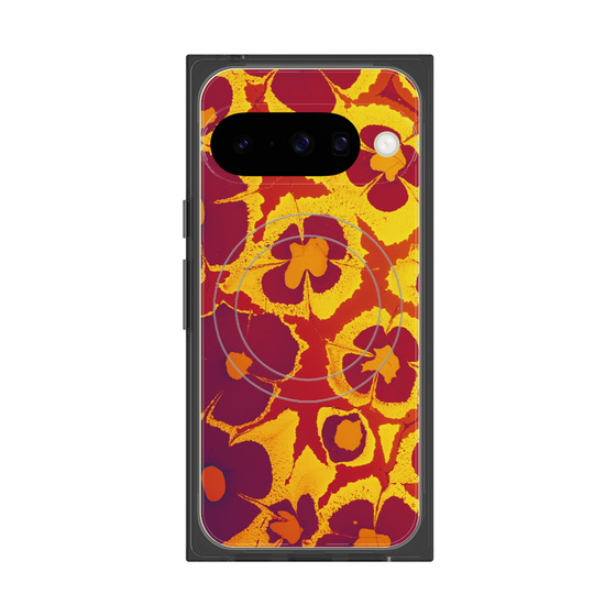Premium Square Case with Pixelsnap［ y2k(Year2000) - Flower - Orange purple ］