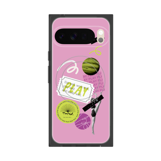 Premium Square Case with Pixelsnap［ Playful sticker - Dusty Pink ］