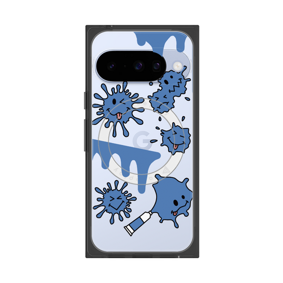 Premium Square Case with Pixelsnap［ PAINTING SMILE Blue ］
