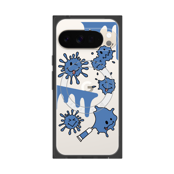 Premium Square Case with Pixelsnap［ PAINTING SMILE Blue ］