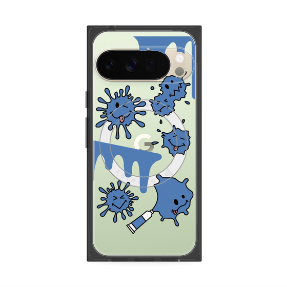 Premium Square Case with Pixelsnap［ PAINTING SMILE Blue ］