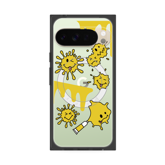 Premium Square Case with Pixelsnap［ PAINTING SMILE Yellow ］