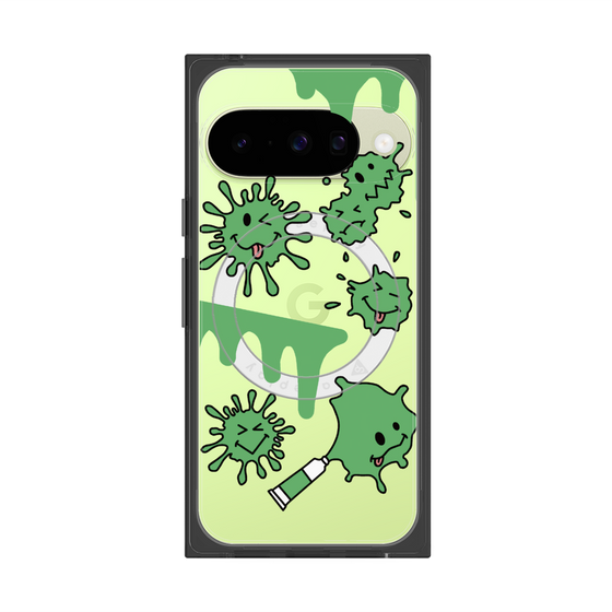 Premium Square Case with Pixelsnap［ PAINTING SMILE Green ］