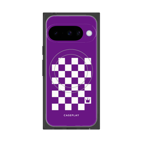 Premium Square Case with Pixelsnap［ Racing Checkered Flag Purple ］