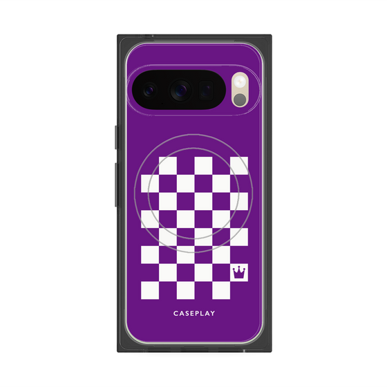 Premium Square Case with Pixelsnap［ Racing Checkered Flag Purple ］