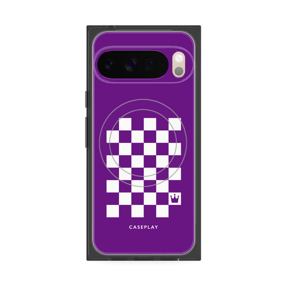 Premium Square Case with Pixelsnap［ Racing Checkered Flag Purple ］