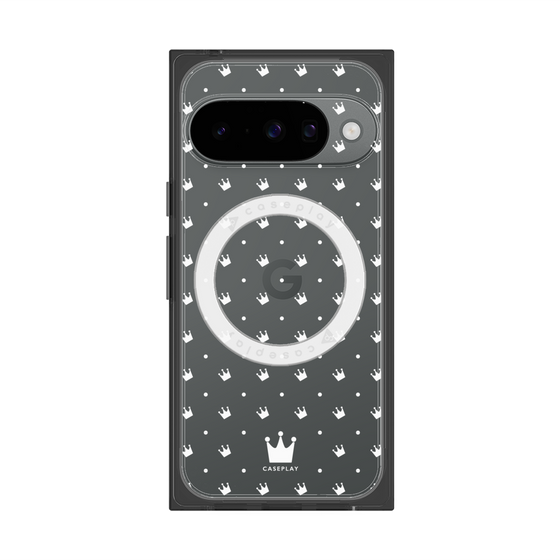 Premium Square Case with Pixelsnap［ CASEPLAY Crown Dots White ］