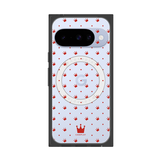 Premium Square Case with Pixelsnap［ CASEPLAY Crown Dots Red ］