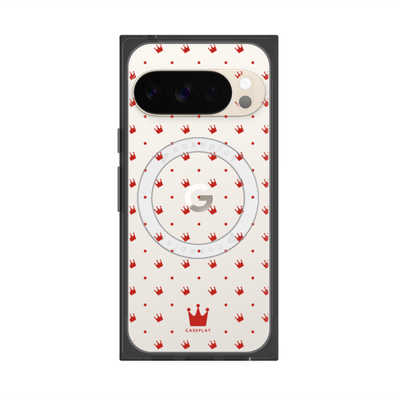 Premium Square Case with Pixelsnap［ CASEPLAY Crown Dots Red ］