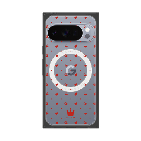 Premium Square Case with Pixelsnap［ CASEPLAY Crown Dots Red ］