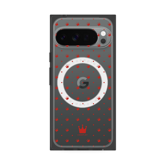 Premium Square Case with Pixelsnap［ CASEPLAY Crown Dots Red ］