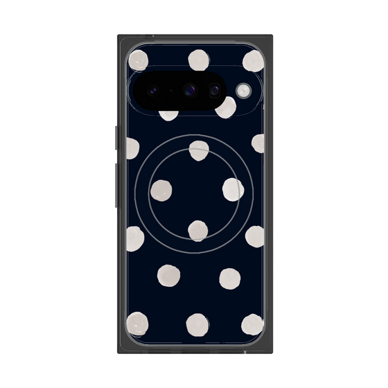 Premium Square Case with Pixelsnap［ Watercolor Dots Retro Color - Navy ］