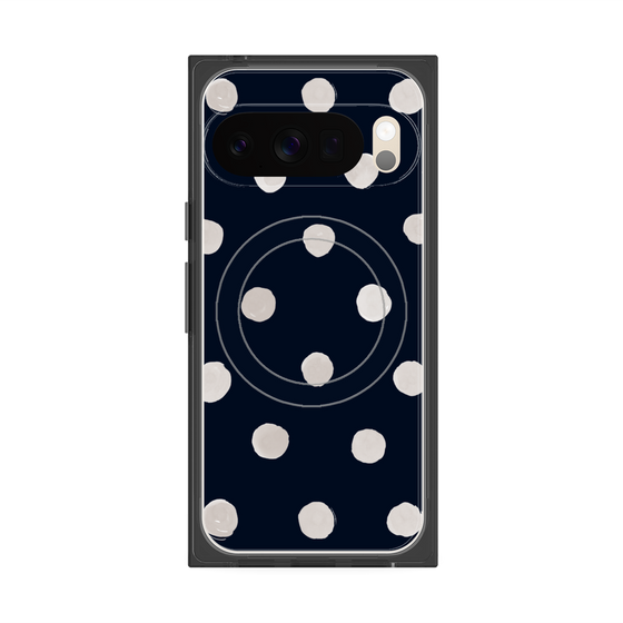 Premium Square Case with Pixelsnap［ Watercolor Dots Retro Color - Navy ］