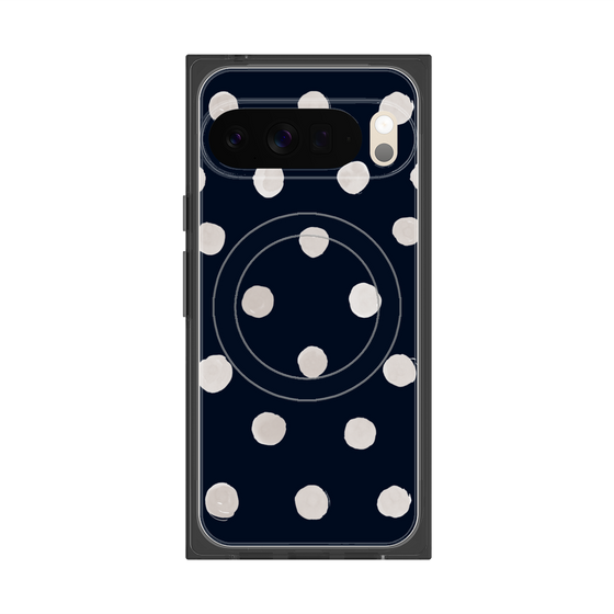 Premium Square Case with Pixelsnap［ Watercolor Dots Retro Color - Navy ］