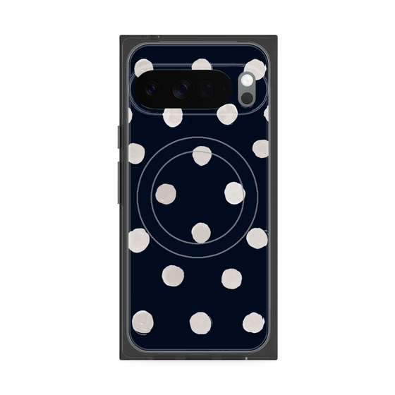 Premium Square Case with Pixelsnap［ Watercolor Dots Retro Color - Navy ］