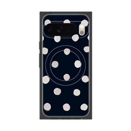 Premium Square Case with Pixelsnap［ Watercolor Dots Retro Color - Navy ］