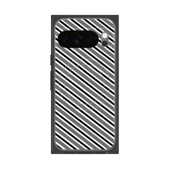 Premium Square Case with Pixelsnap［ Small Stripe - Gray × Black ］