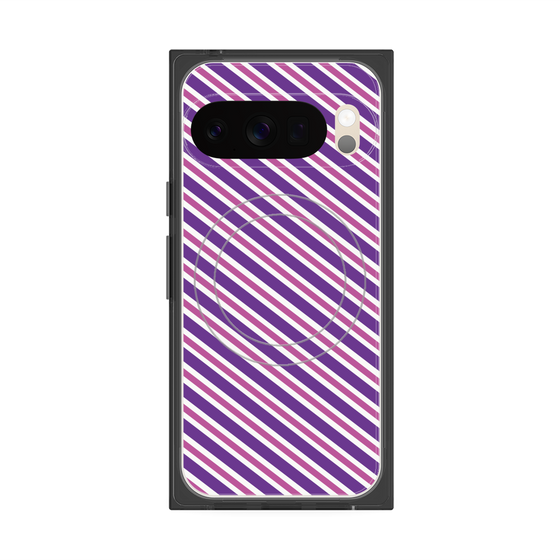 Premium Square Case with Pixelsnap［ Small Stripe - Purple × Pink ］