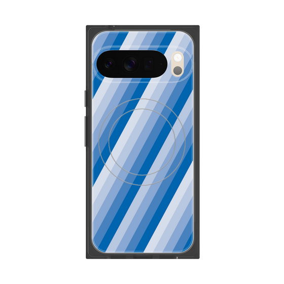 Premium Square Case with Pixelsnap［ Middle Stripe - Blue ］