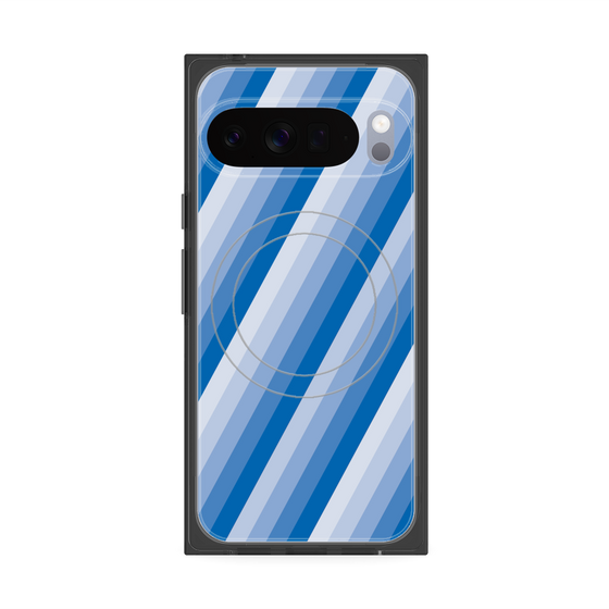 Premium Square Case with Pixelsnap［ Middle Stripe - Blue ］