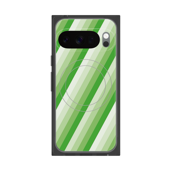 Premium Square Case with Pixelsnap［ Middle Stripe - Green ］