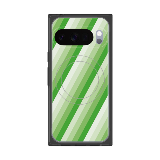 Premium Square Case with Pixelsnap［ Middle Stripe - Green ］