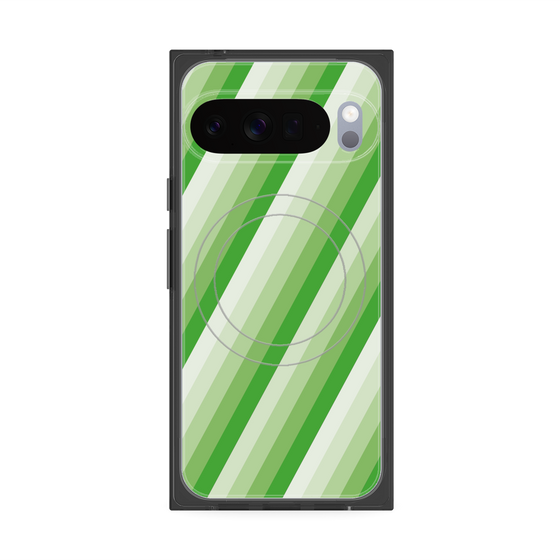 Premium Square Case with Pixelsnap［ Middle Stripe - Green ］