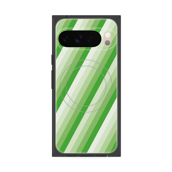 Premium Square Case with Pixelsnap［ Middle Stripe - Green ］