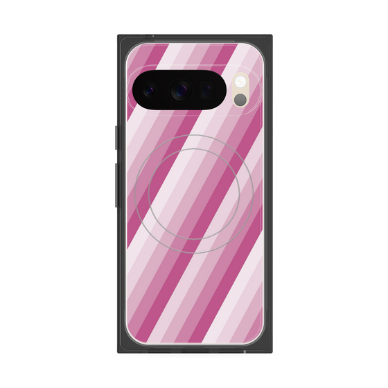 Premium Square Case with Pixelsnap［ Middle Stripe - Pink ］