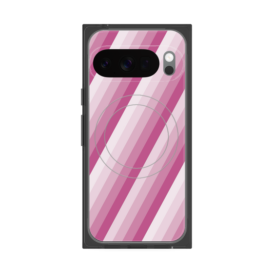 Premium Square Case with Pixelsnap［ Middle Stripe - Pink ］