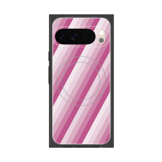 Premium Square Case with Pixelsnap［ Middle Stripe - Pink ］