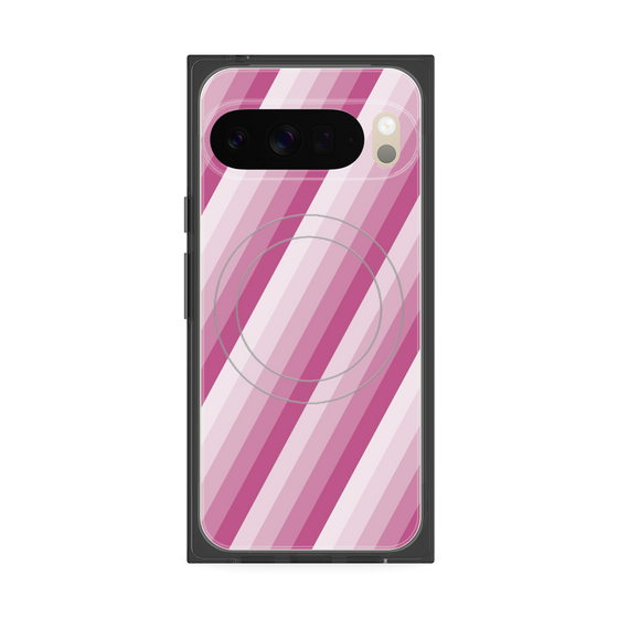 Premium Square Case with Pixelsnap［ Middle Stripe - Pink ］