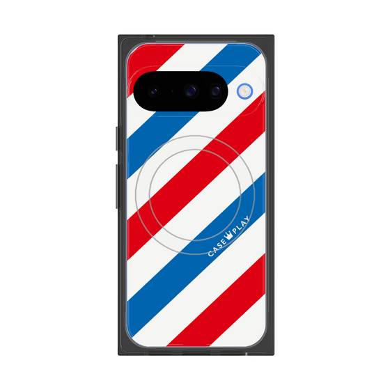 Premium Square Case with Pixelsnap［ Big Stripe - Red × Blue ］