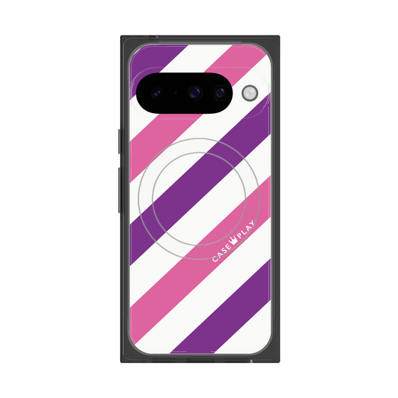 Premium Square Case with Pixelsnap［ Big Stripe - Purple × Pink ］