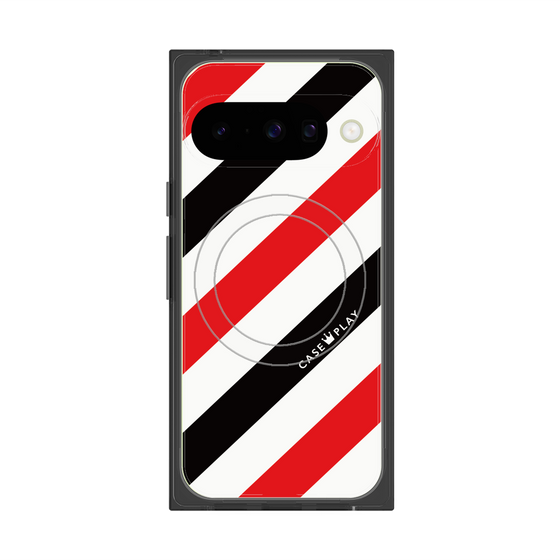 Premium Square Case with Pixelsnap［ Big Stripe - Red × Black ］