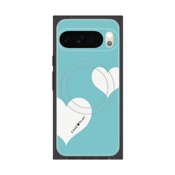 Premium Square Case with Pixelsnap［ Two Hearts - Blue ］