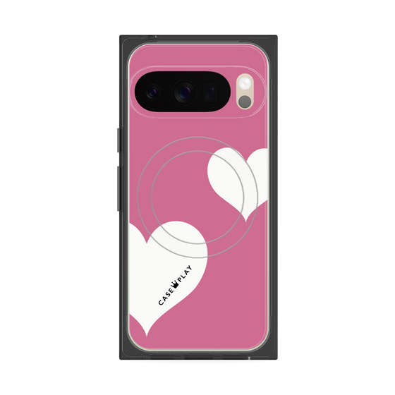 Premium Square Case with Pixelsnap［ Two Hearts - Pink ］