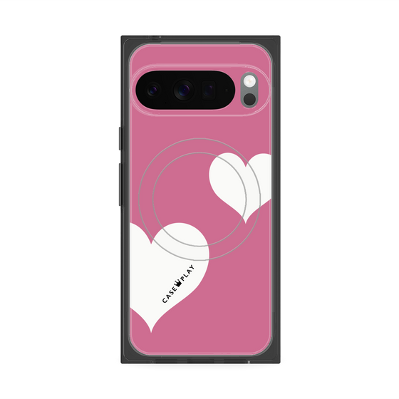 Premium Square Case with Pixelsnap［ Two Hearts - Pink ］