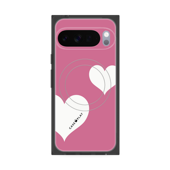 Premium Square Case with Pixelsnap［ Two Hearts - Pink ］