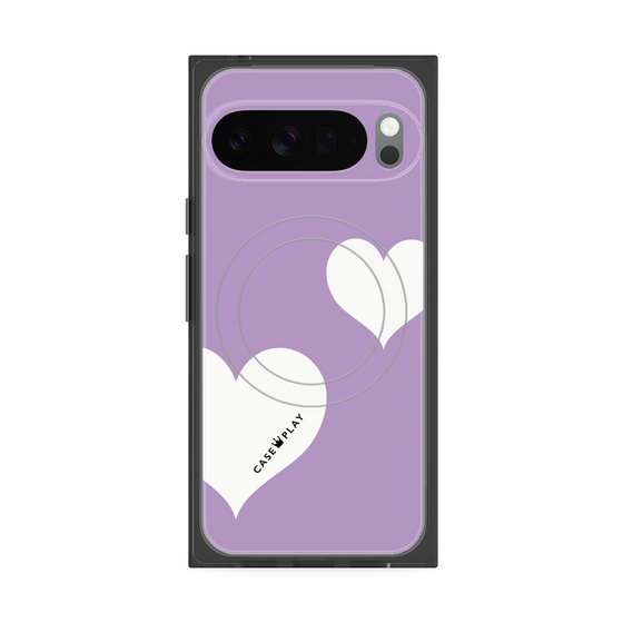 Premium Square Case with Pixelsnap［ Two Hearts - Purple ］