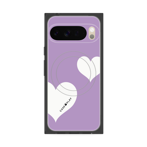 Premium Square Case with Pixelsnap［ Two Hearts - Purple ］