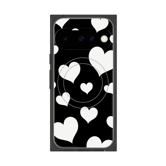 Premium Square Case with Pixelsnap［ Dot Hearts - Black ］