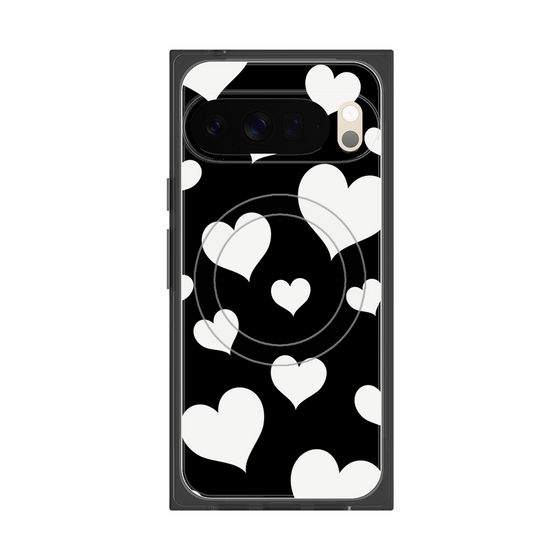 Premium Square Case with Pixelsnap［ Dot Hearts - Black ］
