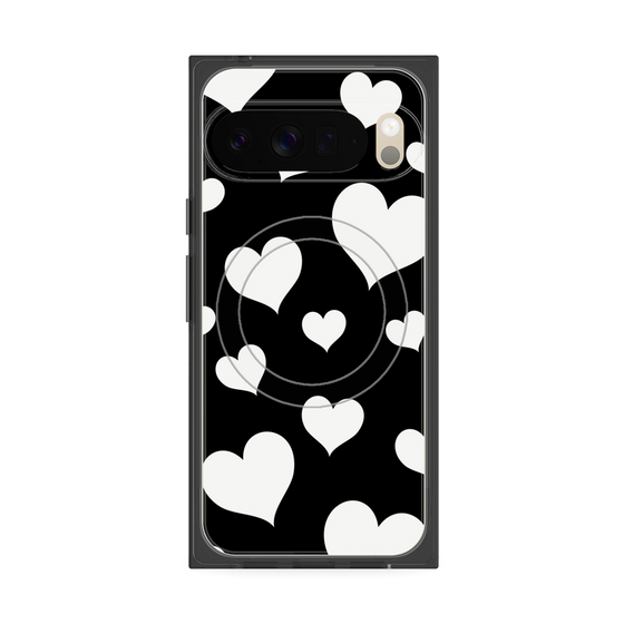 Premium Square Case with Pixelsnap［ Dot Hearts - Black ］
