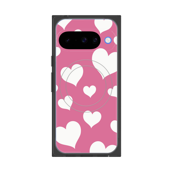 Premium Square Case with Pixelsnap［ Dot Hearts - Pink ］